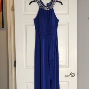 Maxi Formal Blue Rhinestone Dress New